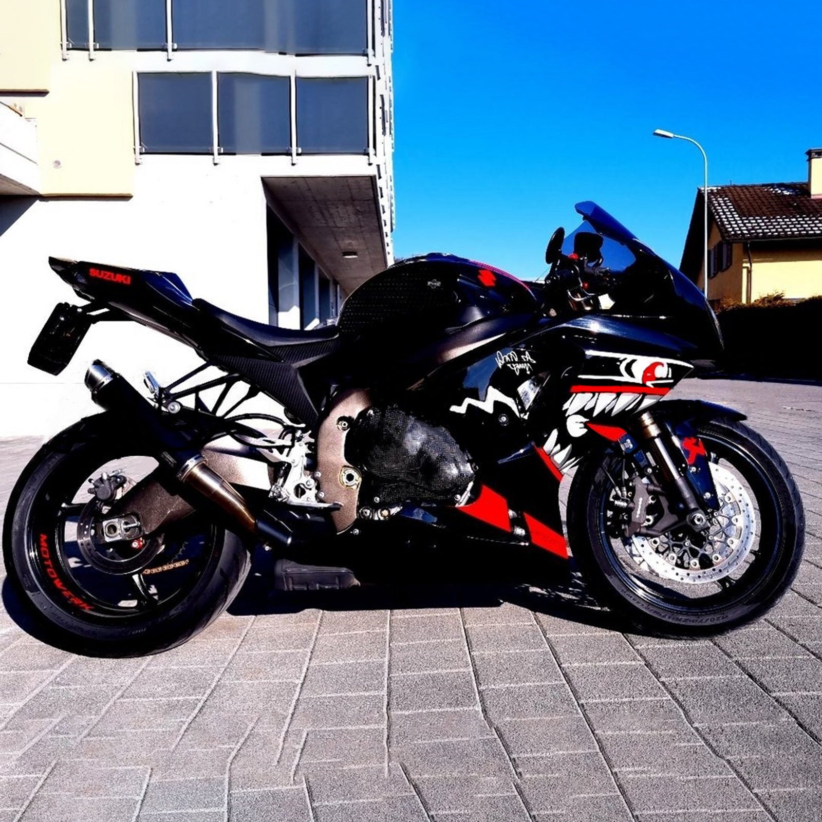 Amotopart 2009-2016 Suzuki GSXR1000 Fairing Black&Red Cartoon Kit