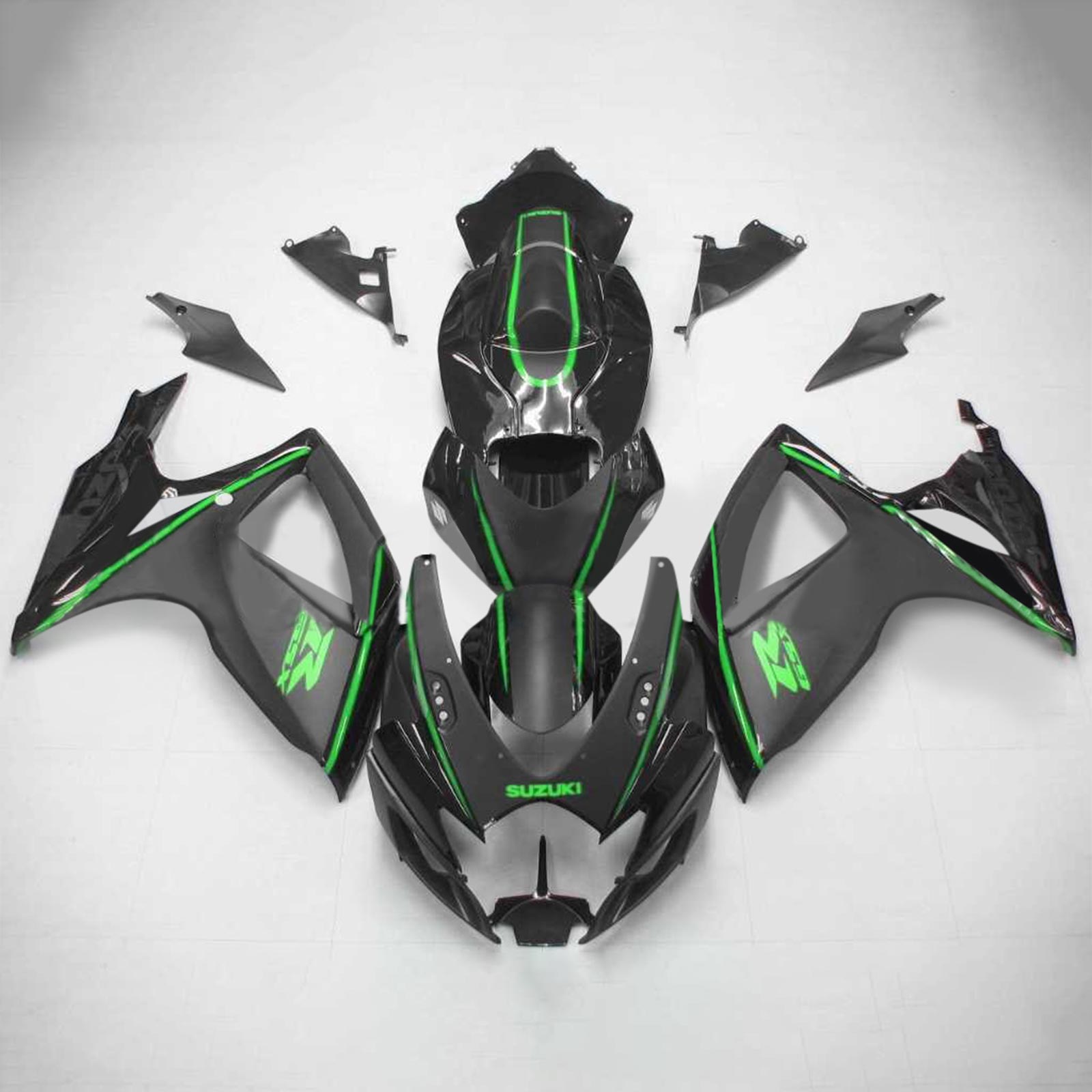 Amotopart 2006-2007 Suzuki GSXR 600/750 Matte Black&Green Fairing Kit
