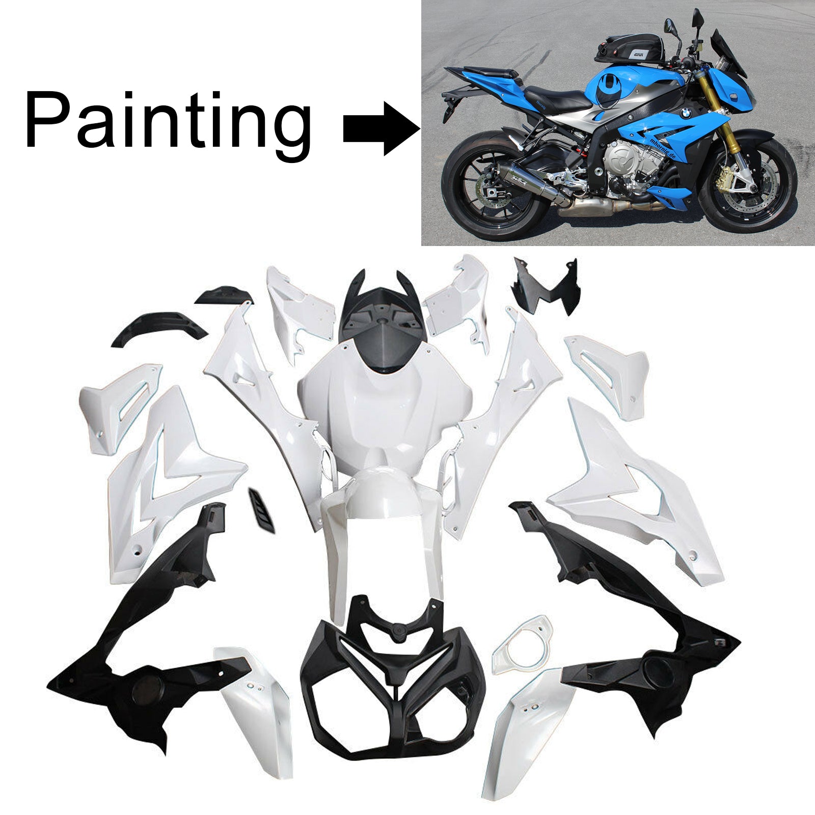 Amotopart BMW 2014-2017 S1000R Kit de carenado azul