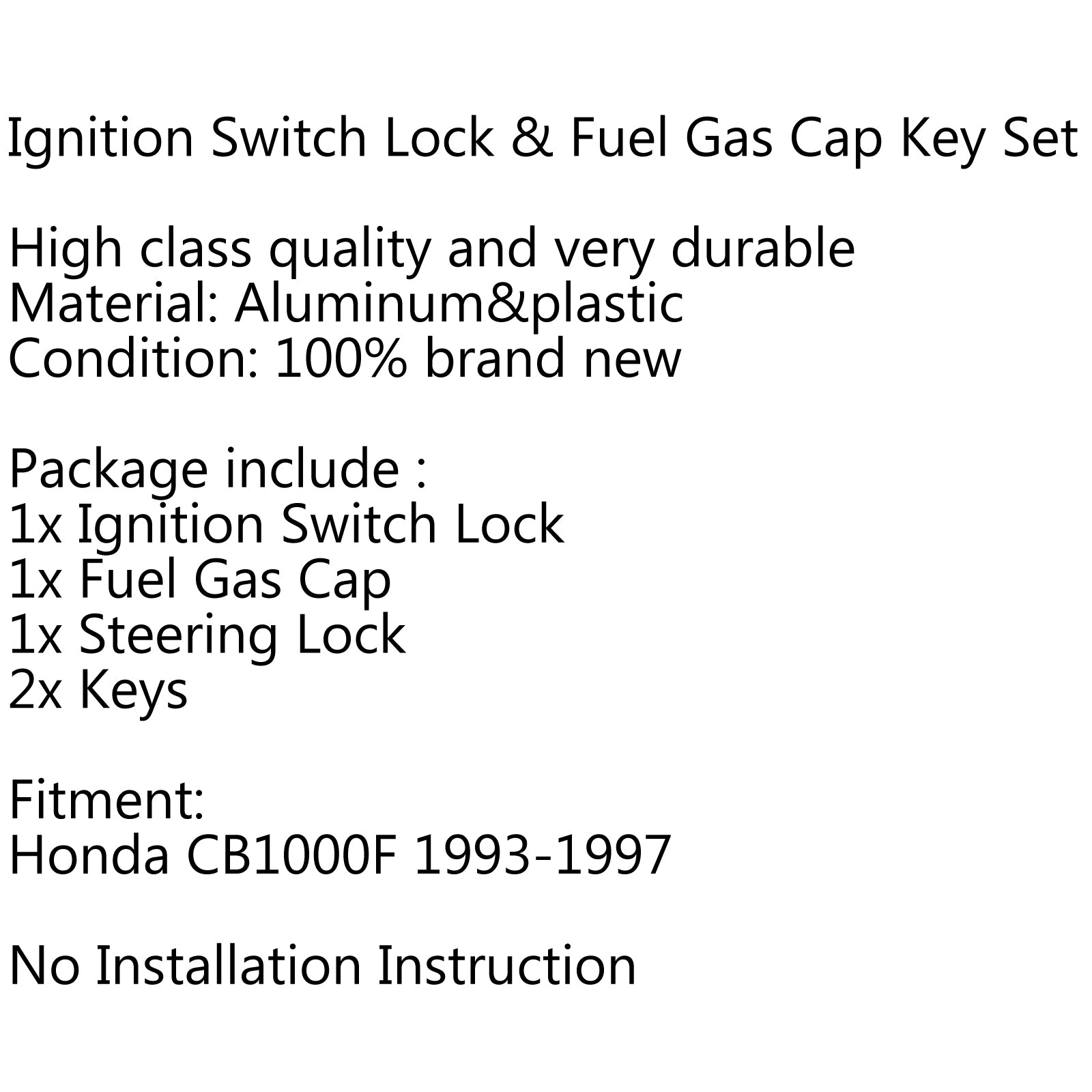 Zündschloss- und Tankdeckelschlüsselsatz für Honda CB1000F 1993-1997 1996