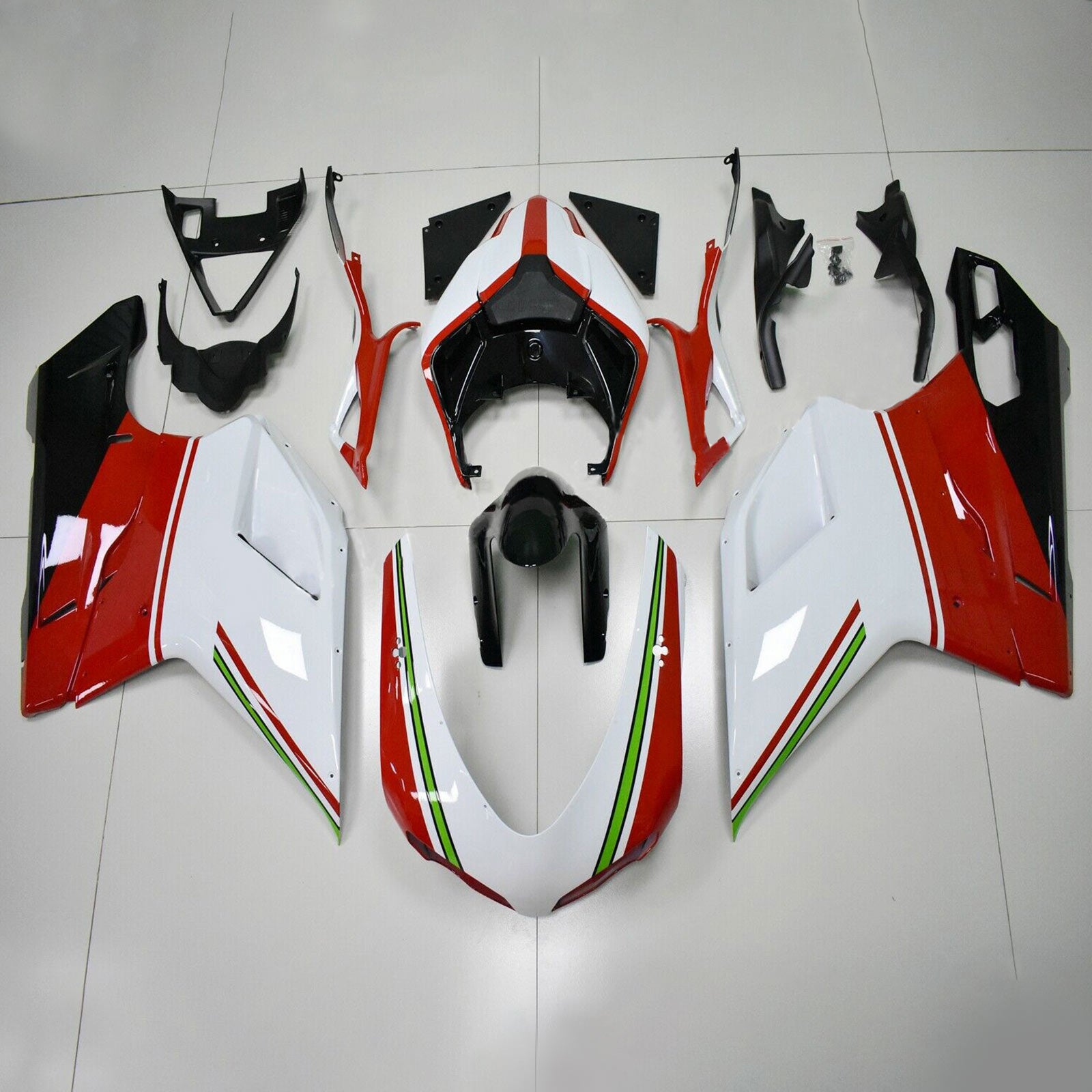 Amotopart Todos los años Ducati 1098 1198 848 Kit de carenado rojo blanco