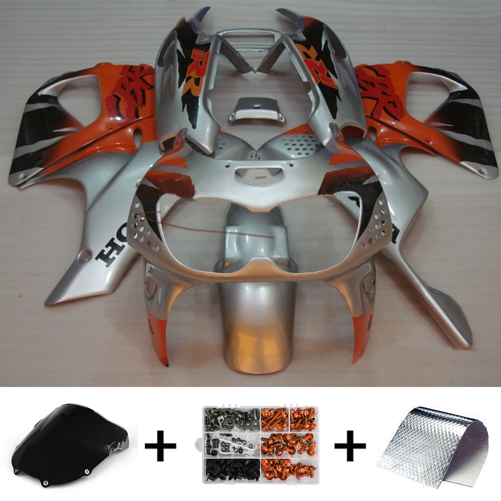 Amotopart 1992-1993 Honda CBR900RR 893 Fairing Sliver&Orange Kit