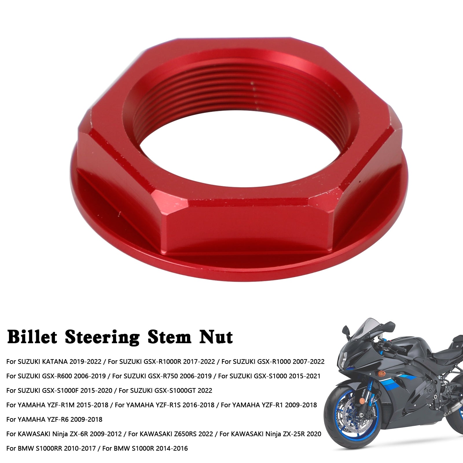 Billet Steering Stem Nut For SUZUKI GSXR 600/750 YZF-R1 ZX6R S1000RR