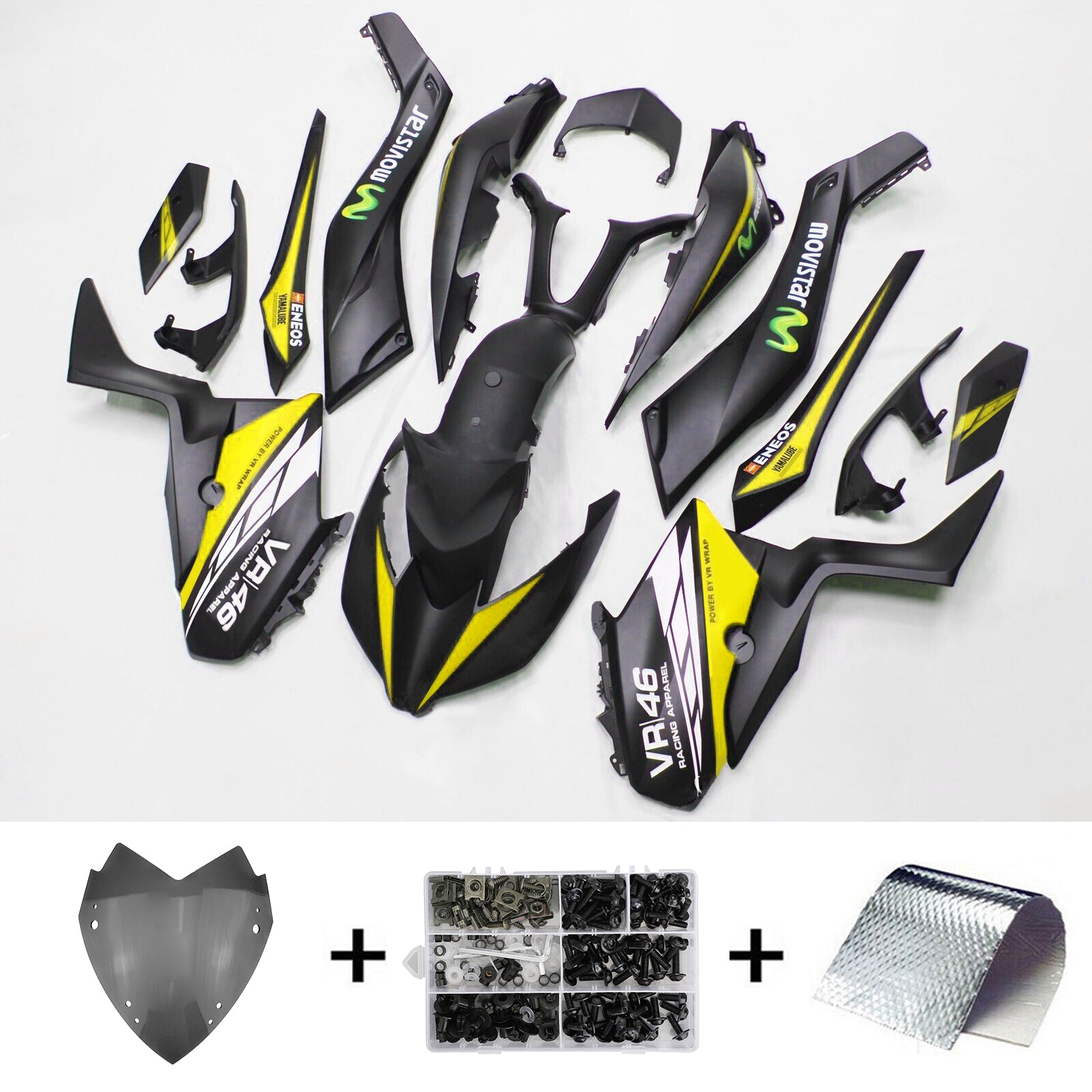 Kit carena Amotopart 2017-2021 Yamaha XMAX300 giallo e nero Style3