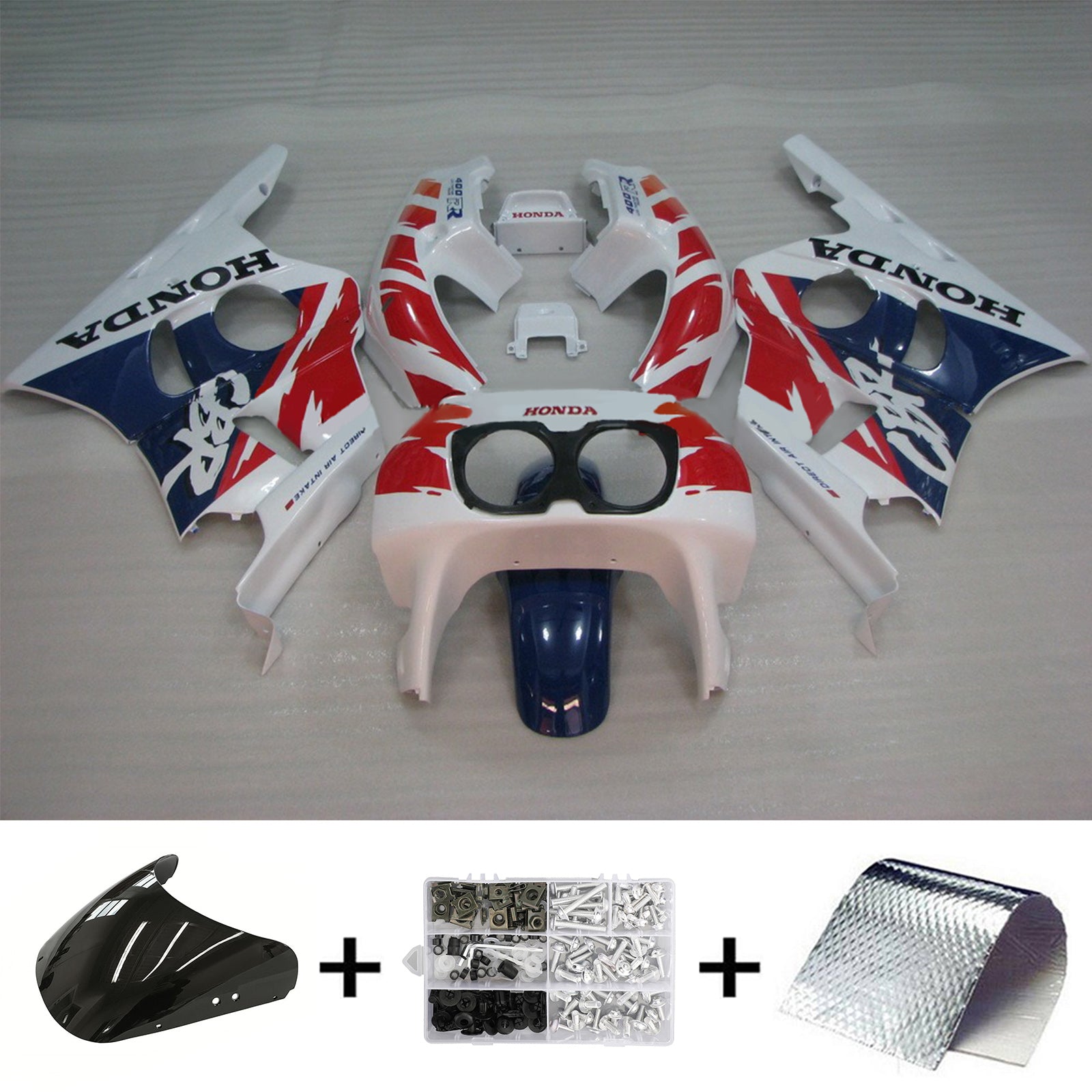 Amotopart 1987-1989 Honda CBR400RR NC23 Fairing Blue&Red Kit