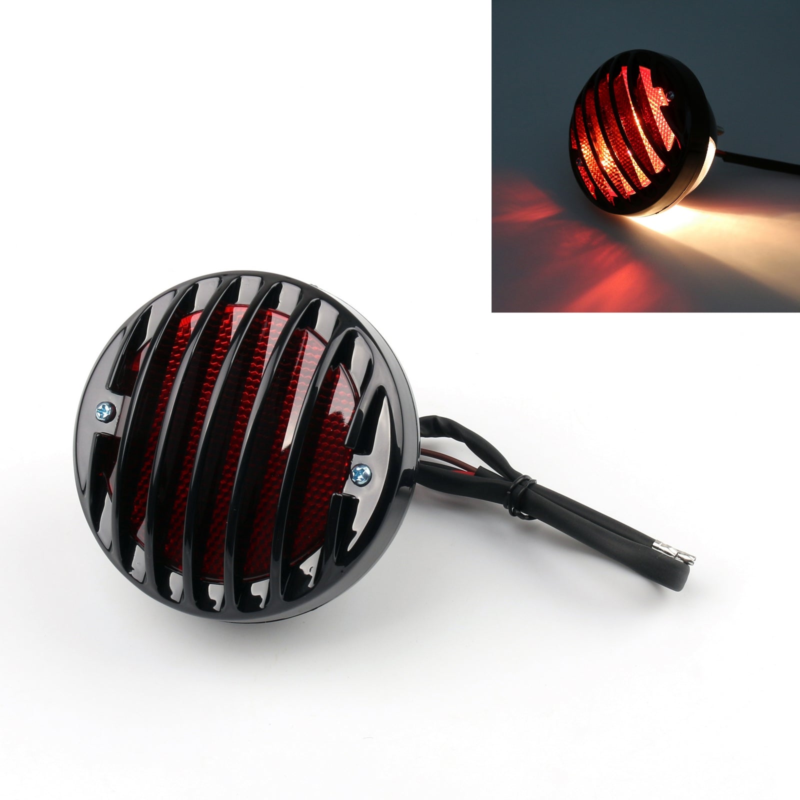 Round Motorcycle Tail Brake Light For Bobber Chopper Rat Custom Black