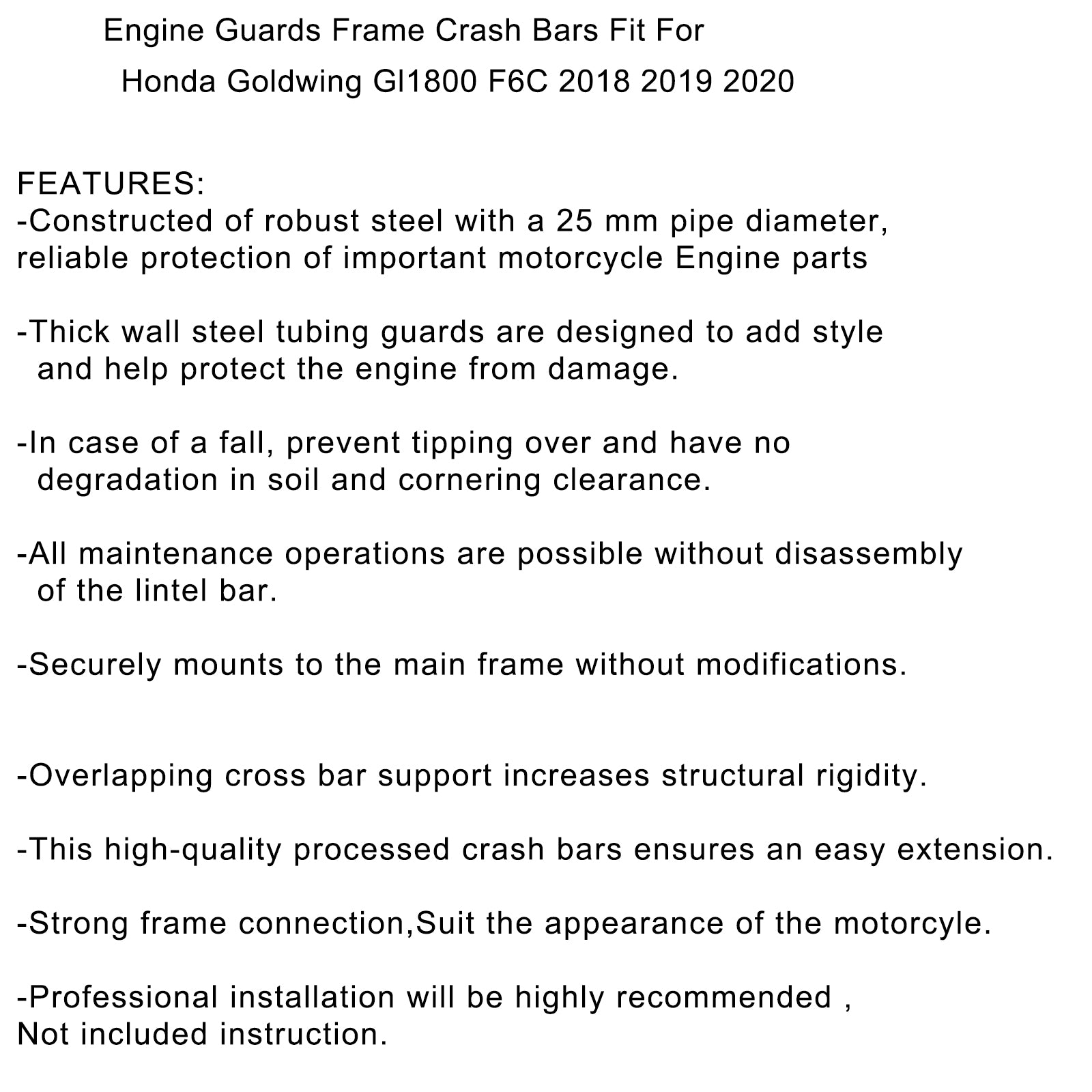 Protezioni motore telaio barre di protezione adatte per Honda Goldwing Gl1800 F6C 18-20 19 cromato generico