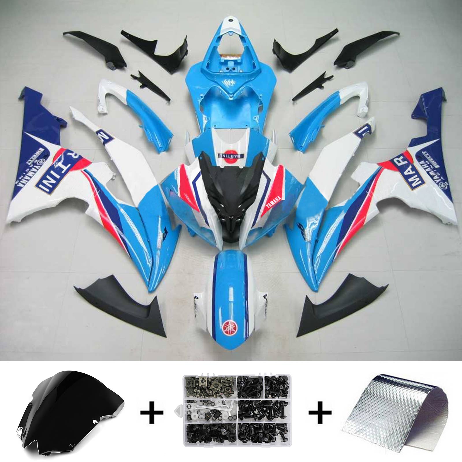 Amotopart Yamaha 2008-2016 YZF 600 R6 Blue White Fairing Kit