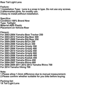 Rear Tail Light Lens For Yamaha Grizzly Kodiak Big Bear Bruin Rhino 450 660 700 Generic