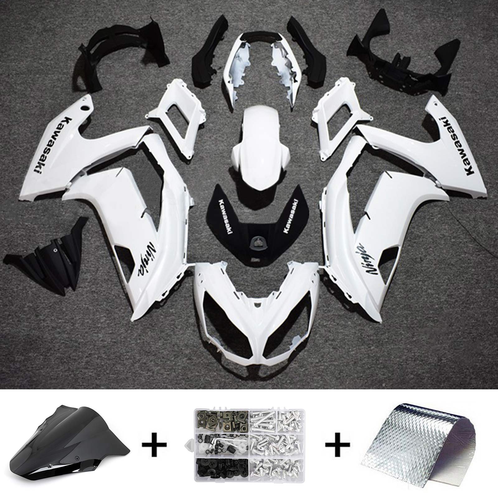 Amotopart 2012-2016 Kawasaki Ninja 650 Kit de carénage de couleur blanche