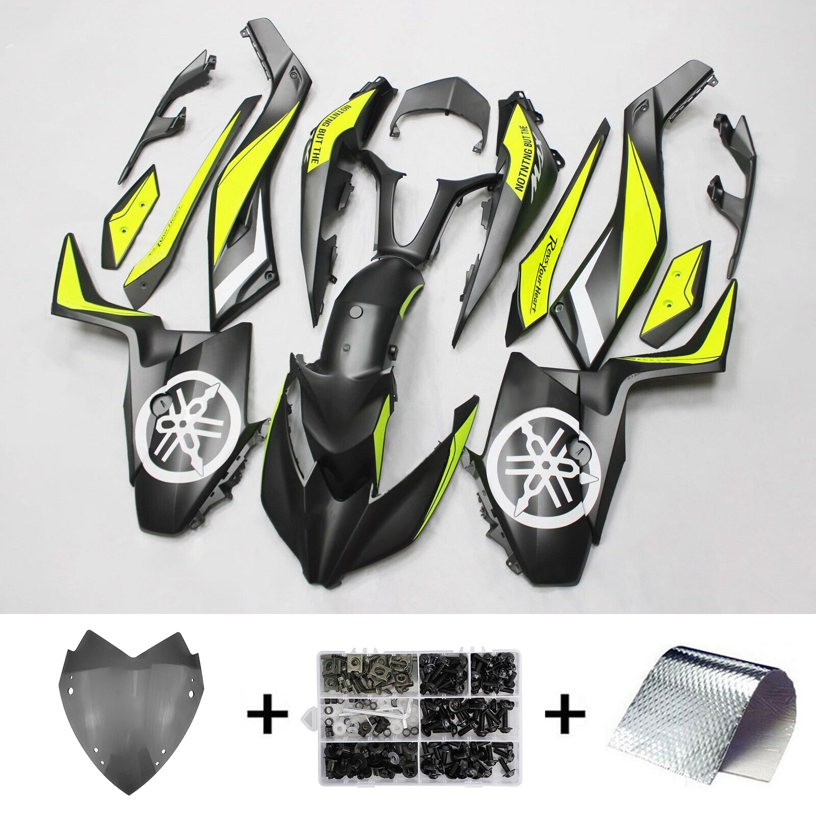 Amotopart 2017-2021 Yamaha XMAX300 Kit de carenado amarillo y negro Style2