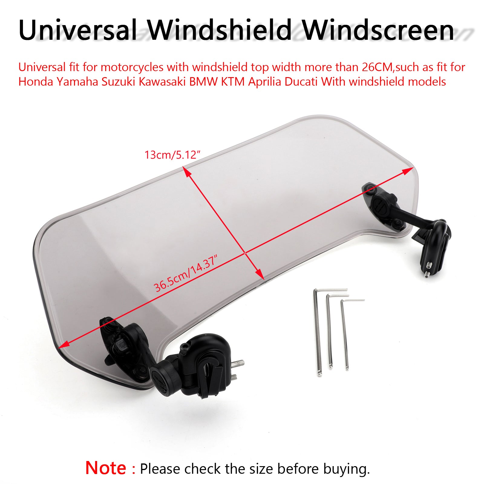 Adjustable Clip On Windshield Extension Spoiler Wind Deflector Smoke