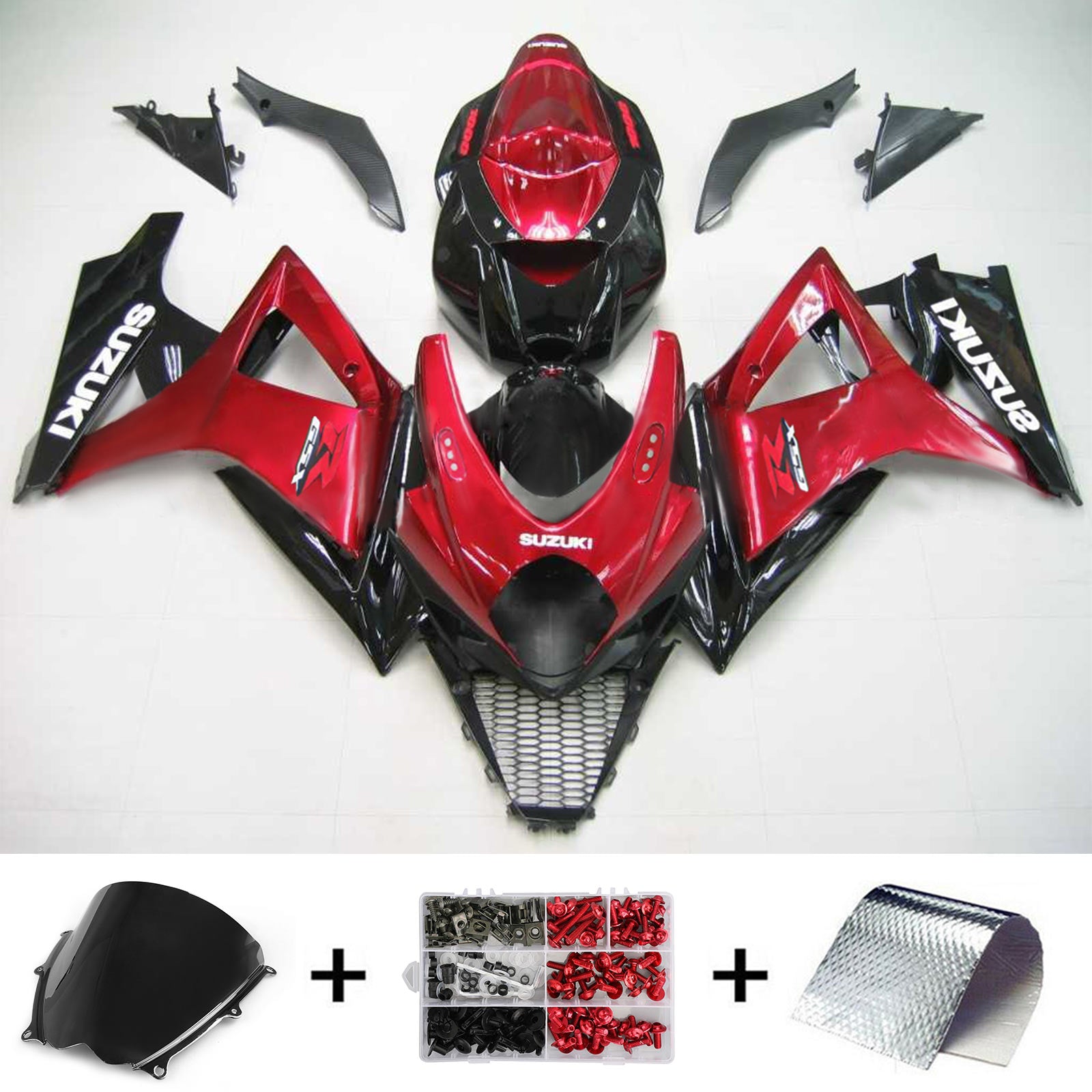 Amotopart 2007-2008 Suzuki GSXR1000 Fairing Red&Black Kit