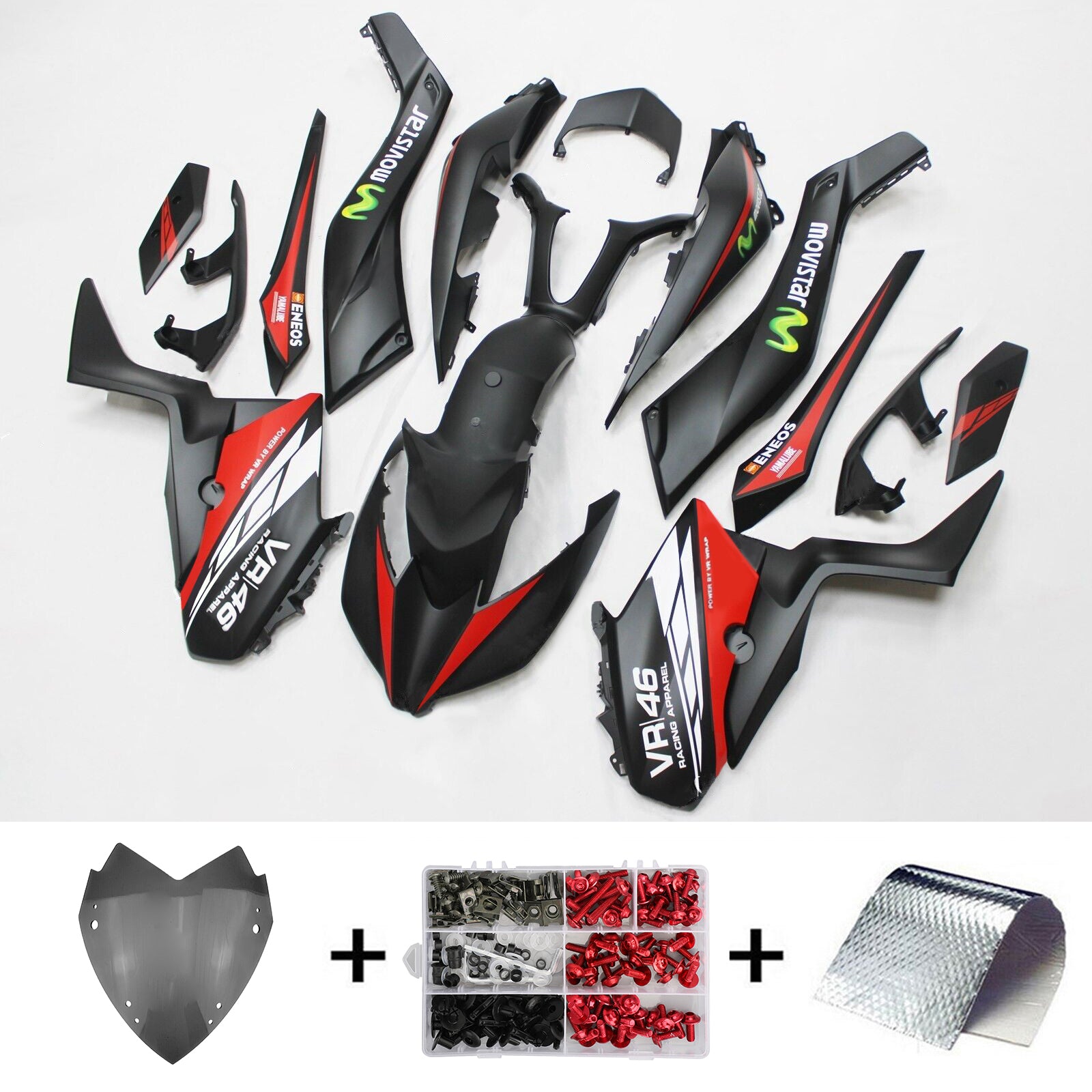 Kit carena Amotopart 2017-2021 Yamaha XMAX300 rosso e nero Style3