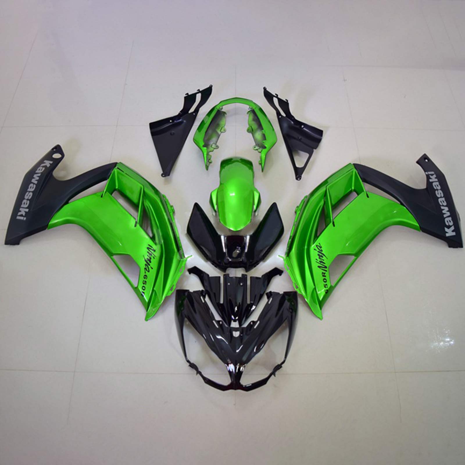 Amotopart 2012-2016 Kawasaki Ninja 650 Kit de carenado verde Style1