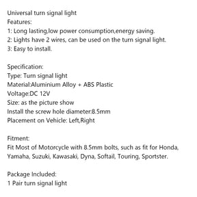 1 paio di indicatori luminosi per indicatori di direzione anteriori a LED per moto universali