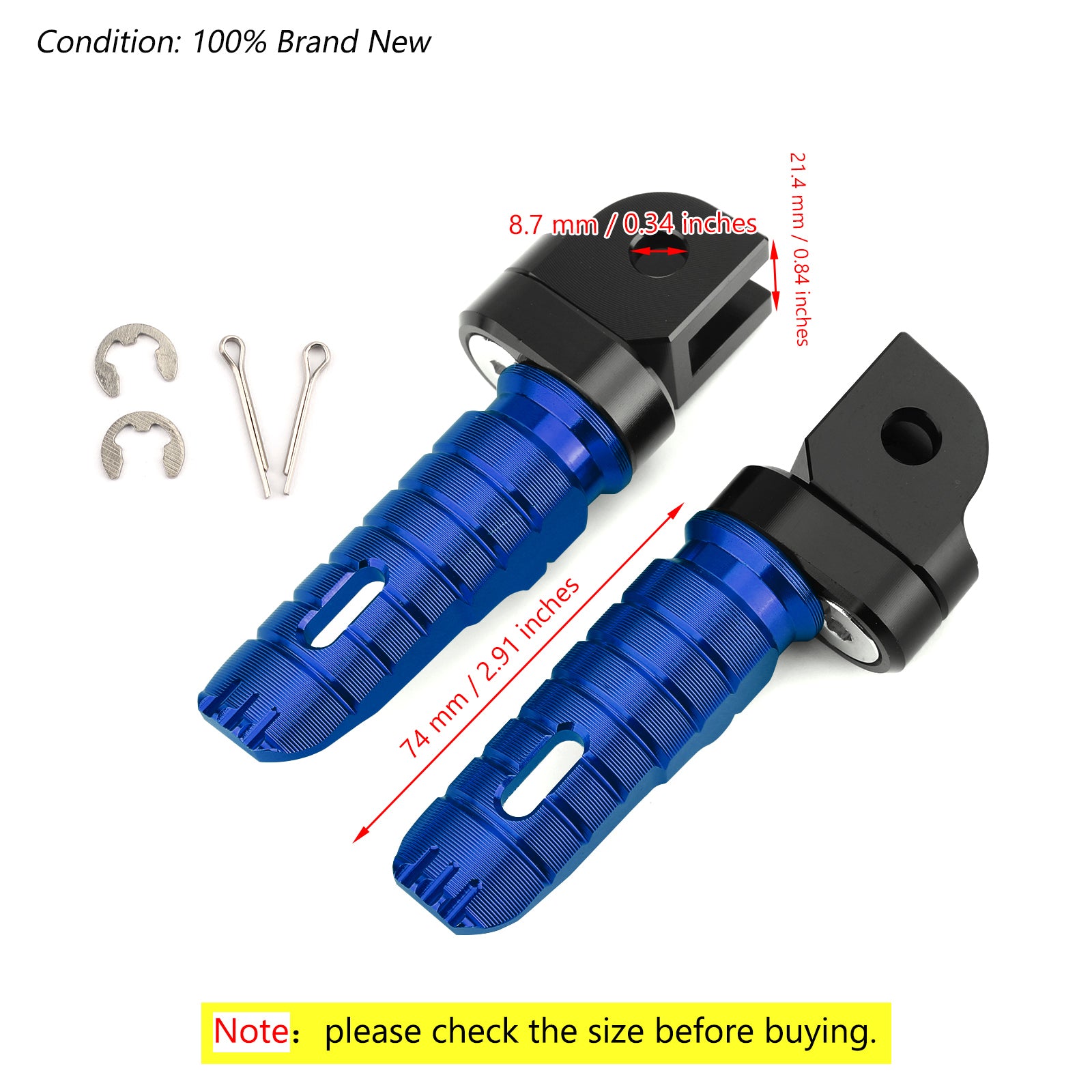 Front Footrests Foot Peg for HONDA CB125R CBR250RR CBR1000RR CB600F CB1100/RS/SX Blue