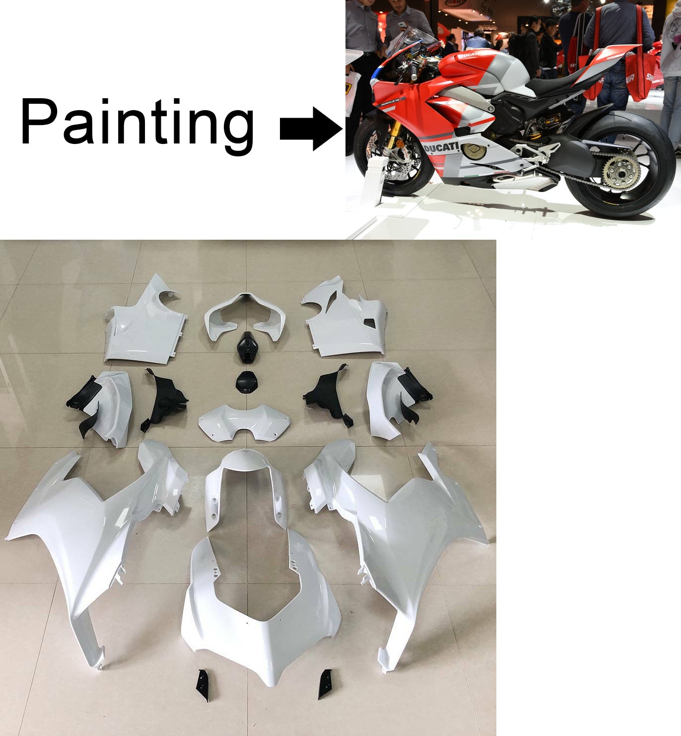 Amotopart Kit de carénage Ducati 2018-2019 Panigale V4/V4S et 2018-2020 Panigale V4SP Style 11