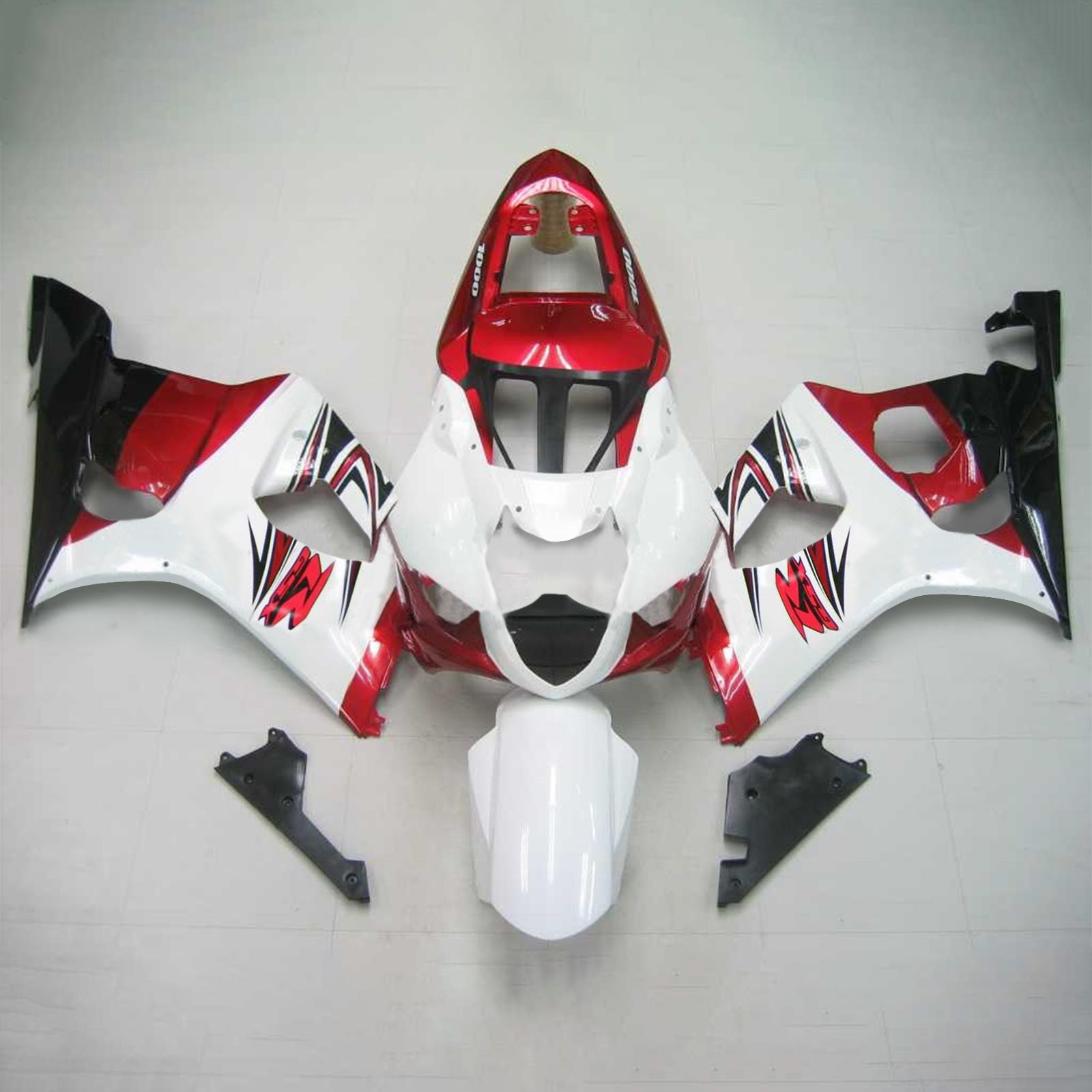 Amotopart Suzuki 2003-2004 GSXR1000 White Red Fairing Kit