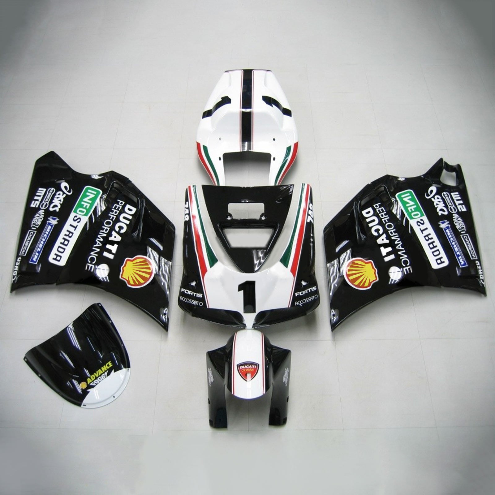 Amotopart Ducati 1996-2002 748/916/996/998 Black NO.1 Fairing Kit