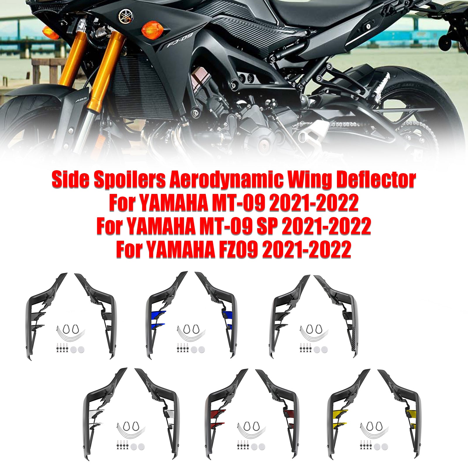 Déflecteur d'aile aérodynamique pour spoiler latéral, pour YAMAHA MT-09 SP FZ09 2021 – 2022