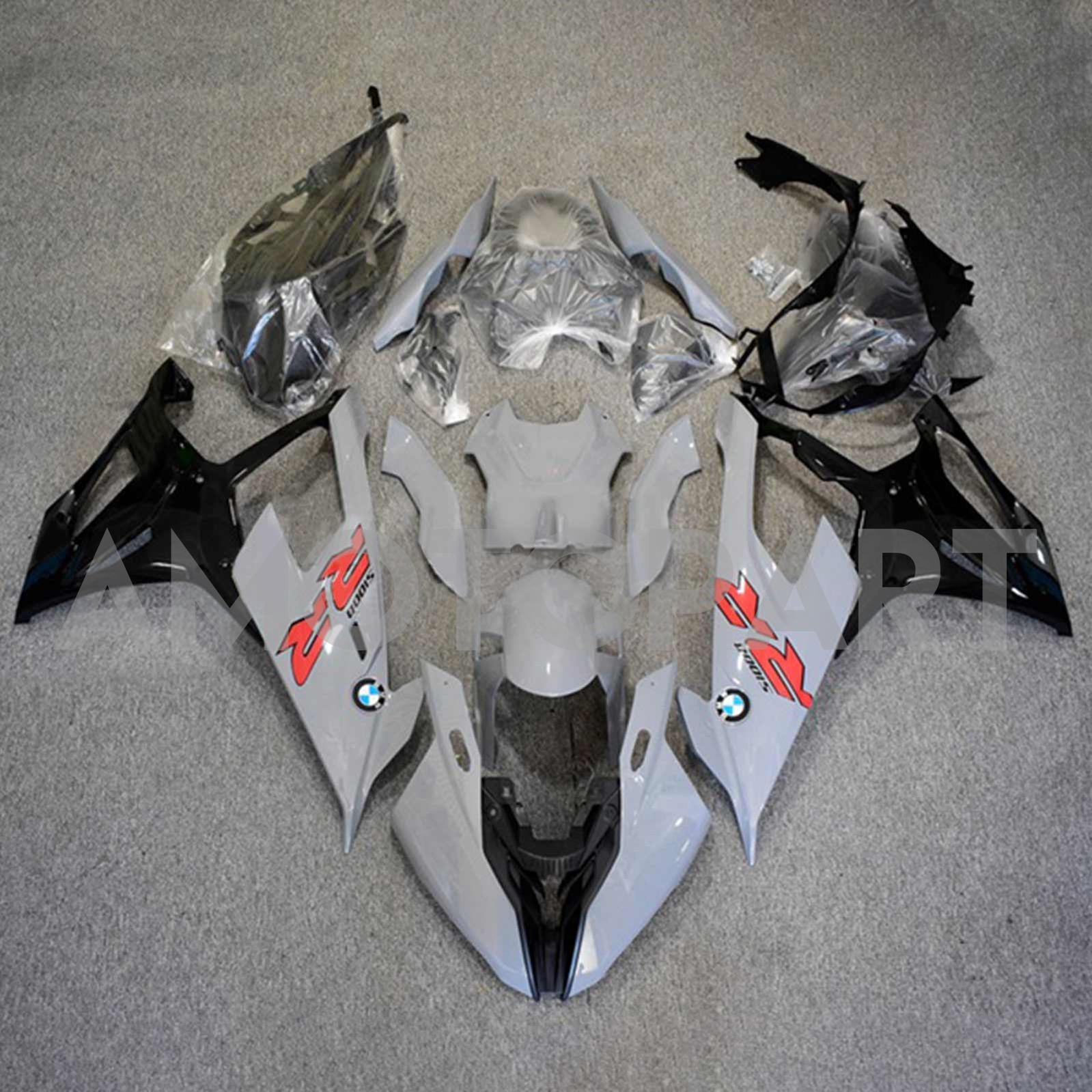 Amotopart 2019-2022 BMW S1000RR/M1000RR Black Grey-White Racing Fairing Kit