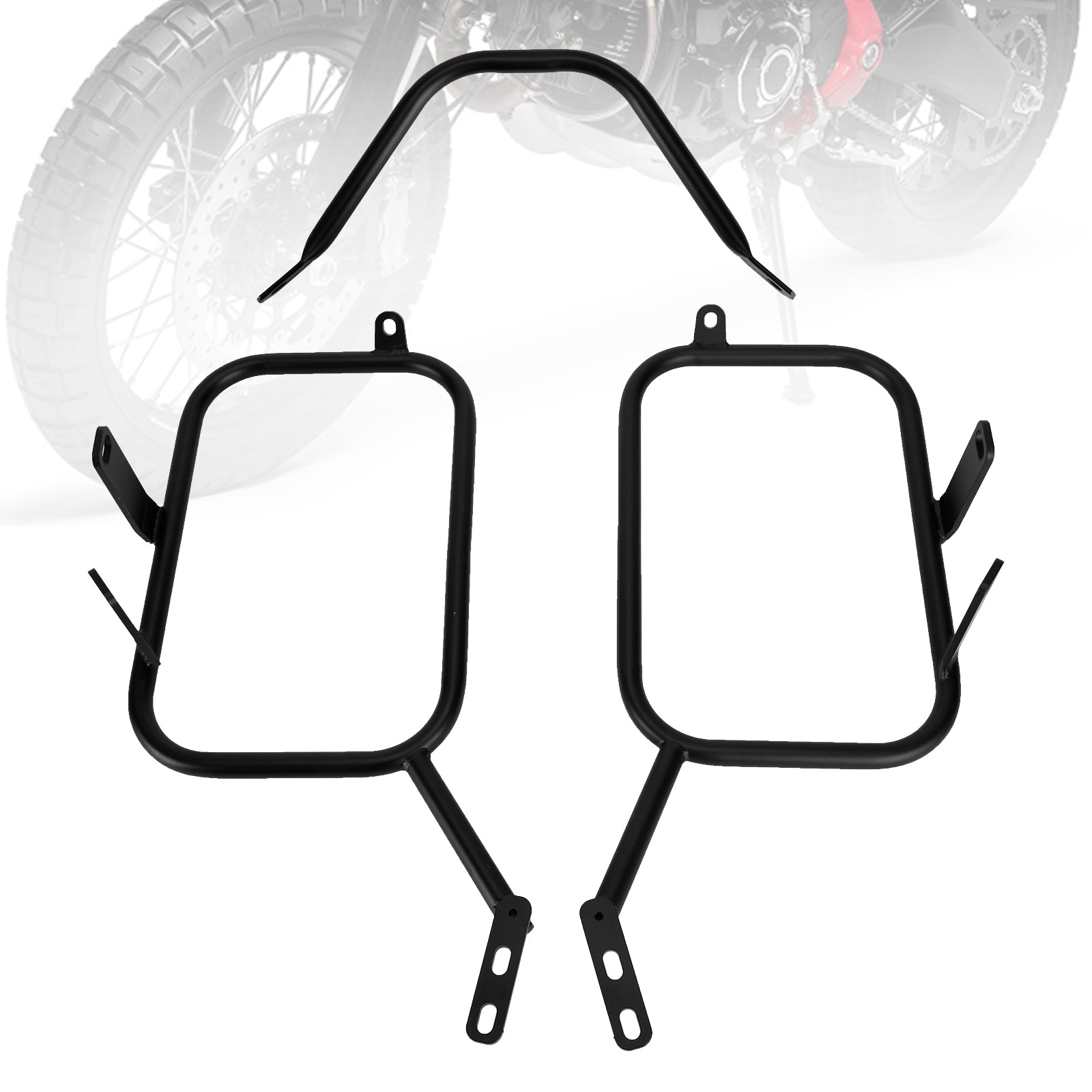 ブラックサドルバッグサポート取付ブラケット Ducati スクランブラー 400 800 16-22用