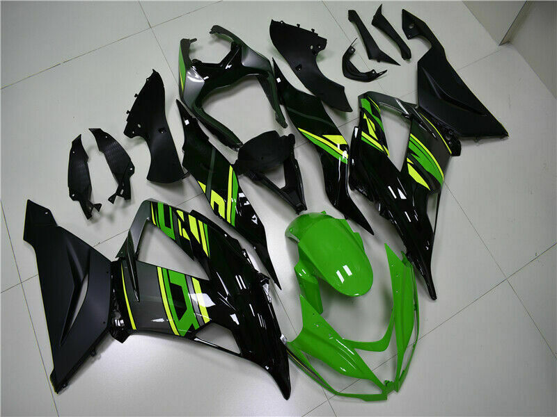 Amotopart 2013-2018 Kawasaki Zx6R Fairing Green Black Kit