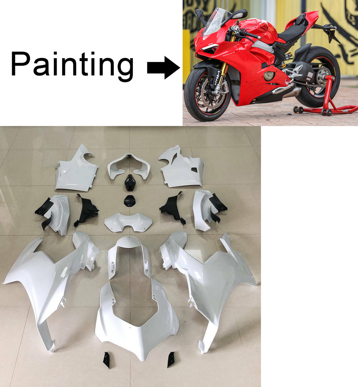 Amotopart Ducati 2018-2019 Panigale V4/V4S &amp; 2018-2020 Panigale V4SP Style 8 Verkleidungssatz