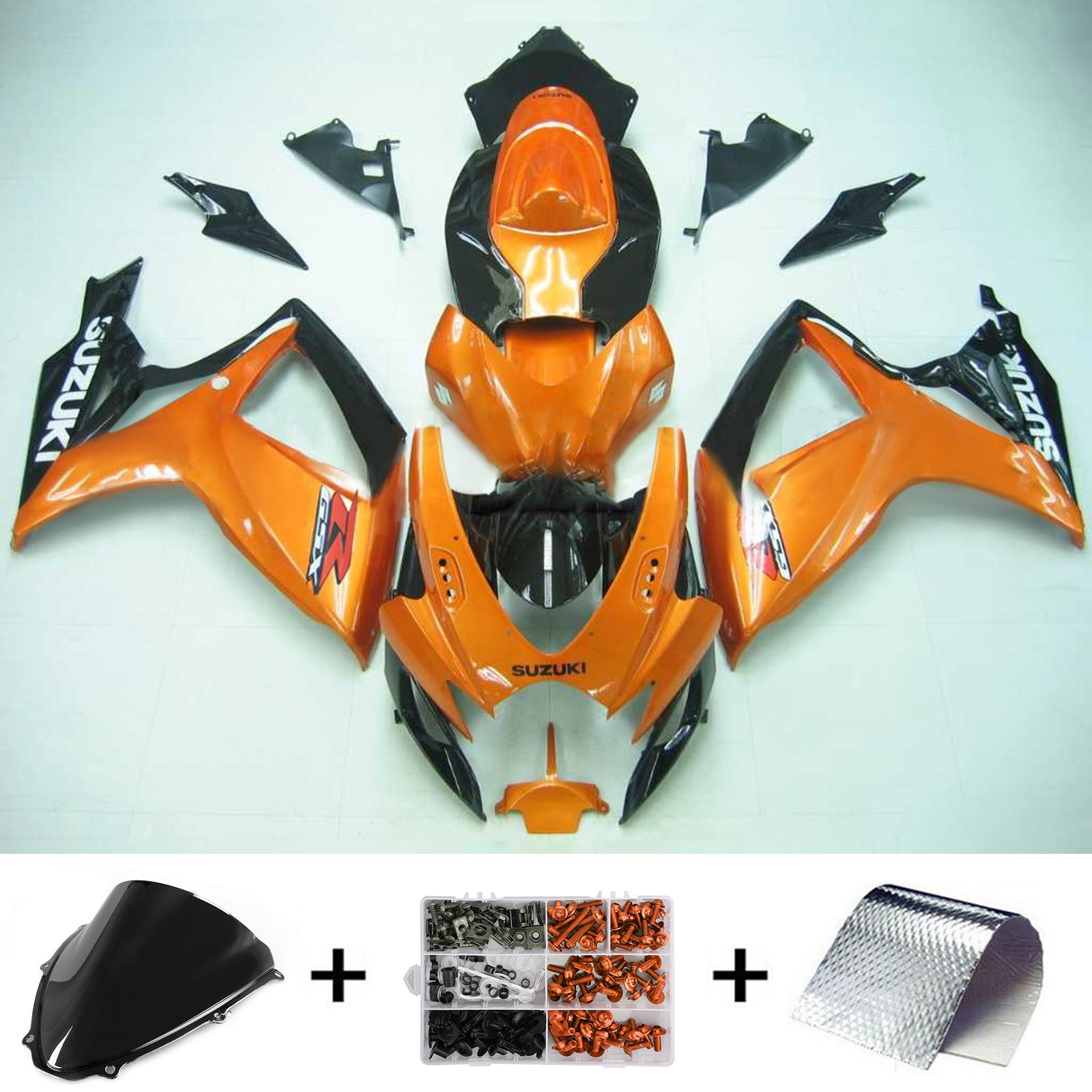 Amotopart 2006–2007 Suzuki GSXR 600/750, glänzendes Orange&Schwarzes Verkleidungsset