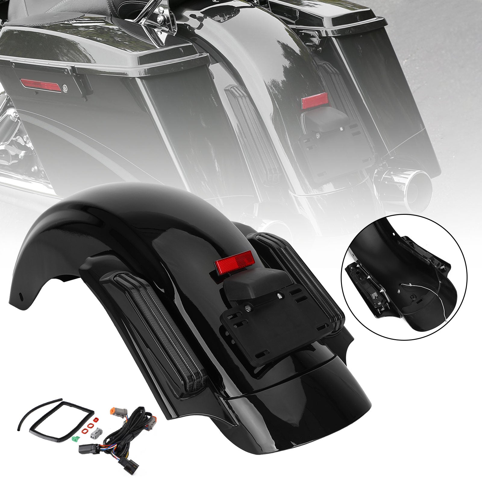 Rear Fender Mudguard Fit For Harley Road Glide Special FLTRXS FLTRX Ultra FLTRU 16-20 FLHX 14-20 FLHTK 14-20