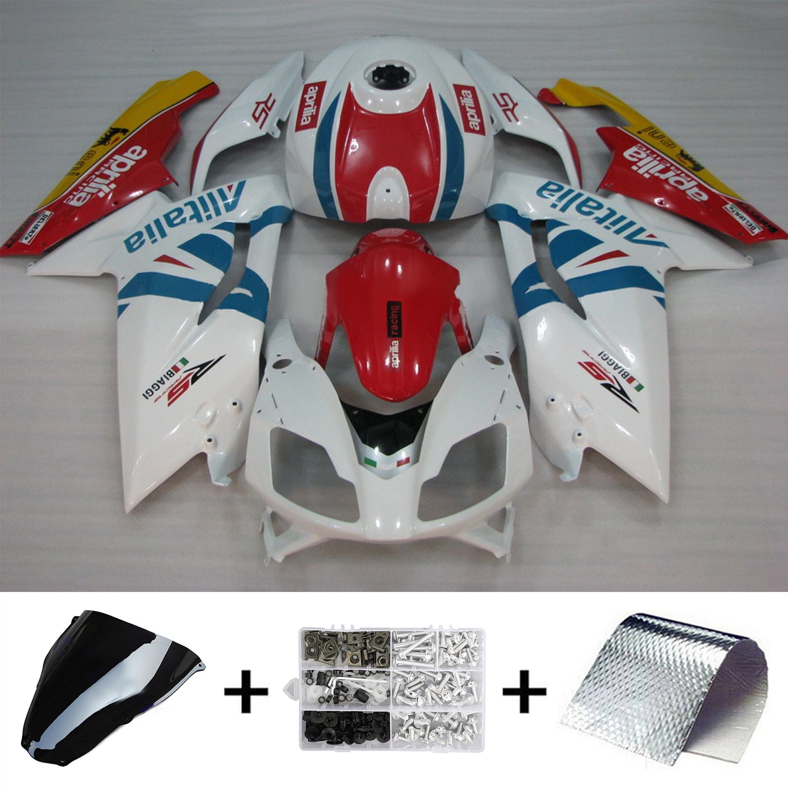 Kit de carénage Amotopart Aprilia 2006-2011 RS125 rouge et blanc Style3