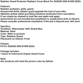 Kühlerschutzabdeckung, Edelstahl, Schwarz, für Suzuki Gsx-S1000 22+