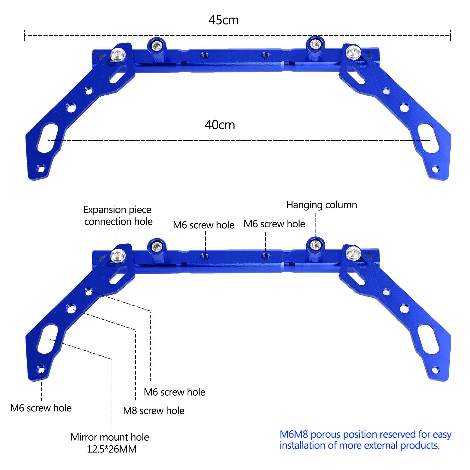 Cnc Adjustable Balance Cross Handle Bar Aluminum Lever Blue Fits For Motor Generic