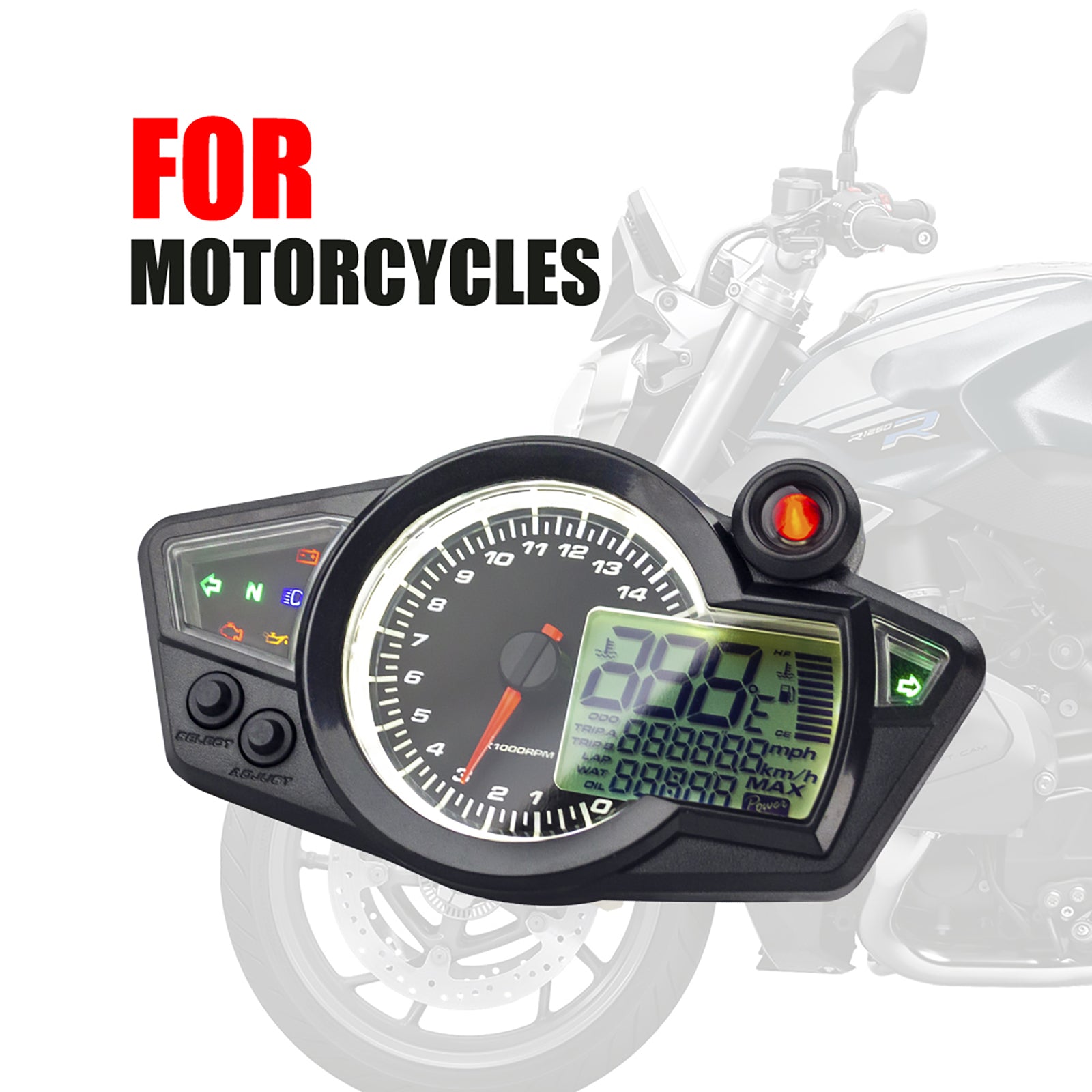 Velocímetro Digital Tft motocicleta Universal 14000Rpm engranaje retroiluminación odómetro genérico