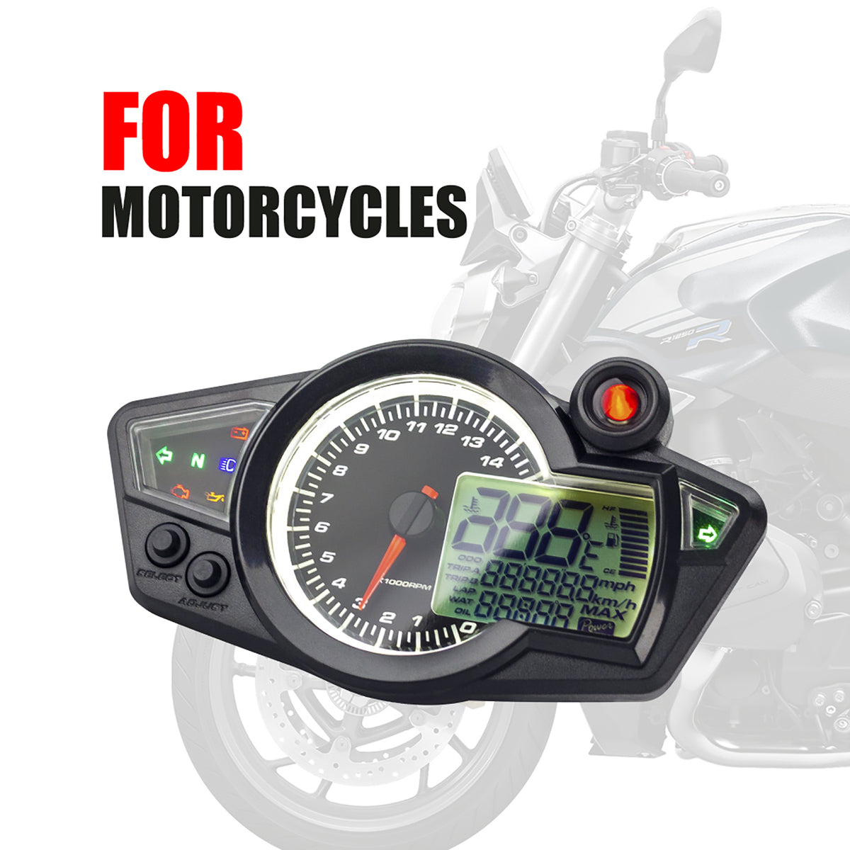 Tft Digital Tachometer Universal Motorrad 14000 U/min Gang Hintergrundbeleuchtung Kilometerzähler Generisch