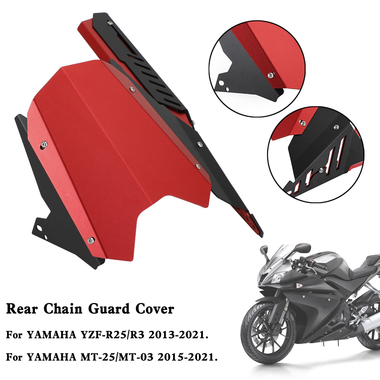 Hintere Kettenrad-Kettenschutzabdeckung für Yamaha YZF R25 R3 MT-25 MT-03 13–21 Generisch