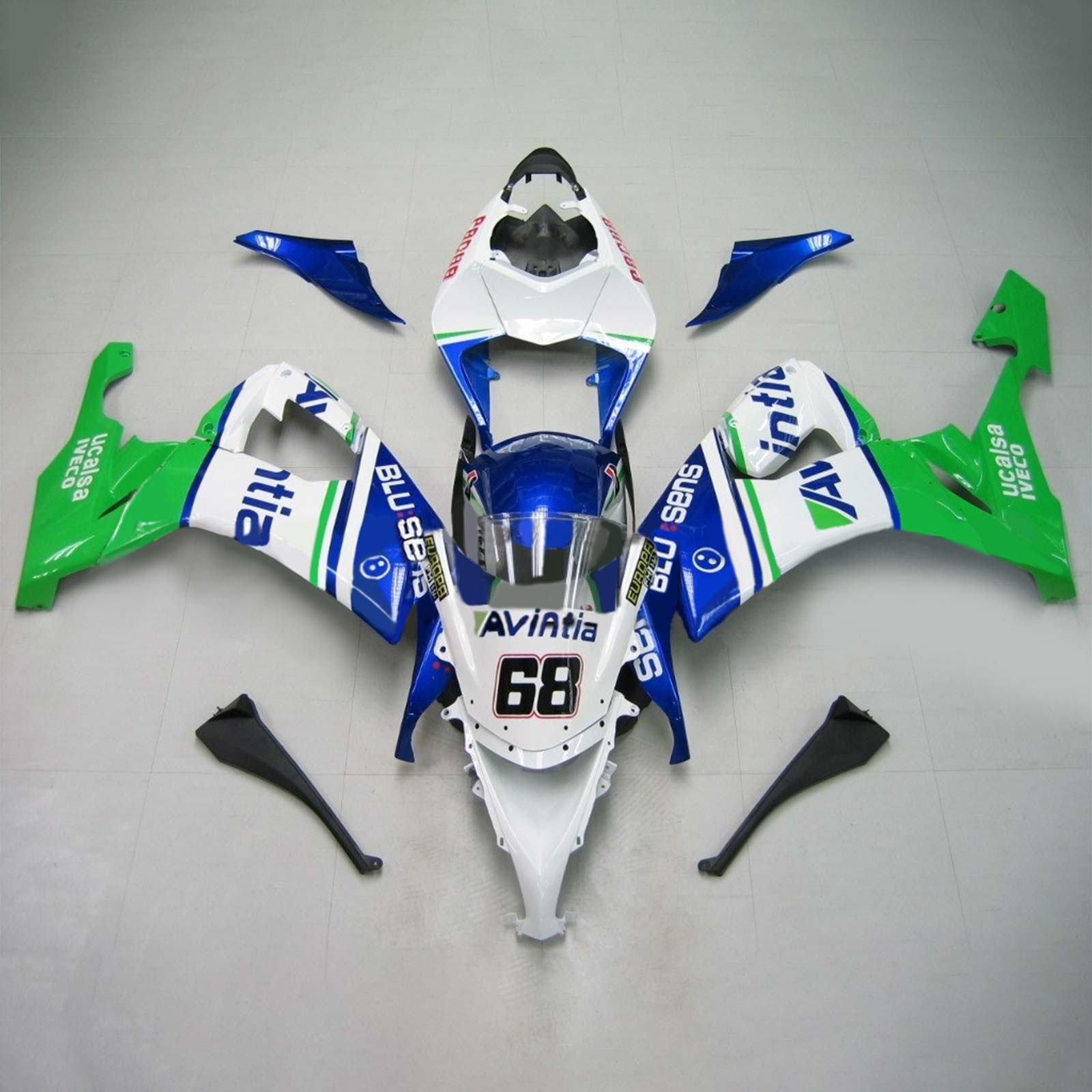 Amotopart Kawasaki ZX10R 2008-2010 White Green Fairing Kit