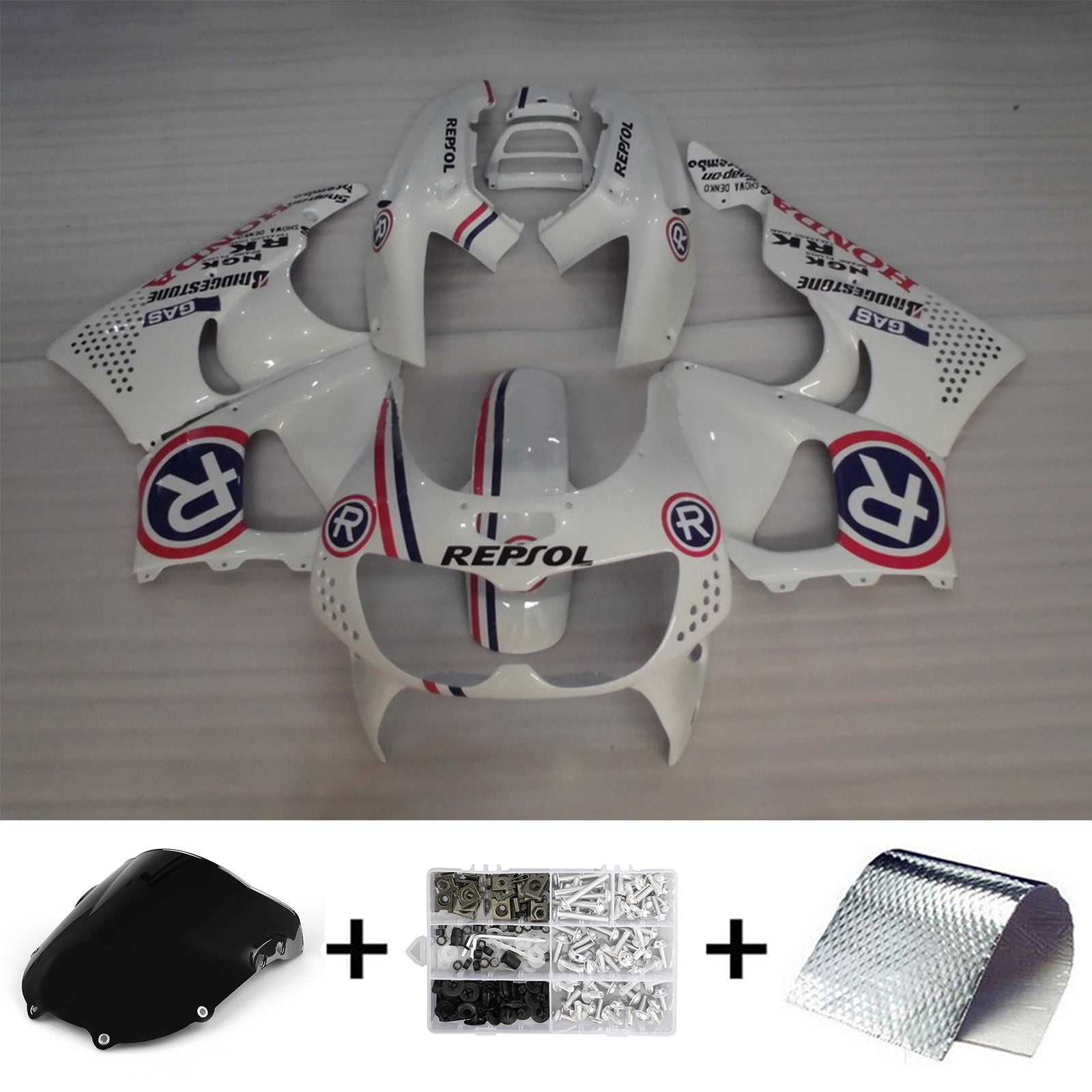 Amotopart 1994-1995 Honda CBR900RR 893 Fairing White Repjol Kit