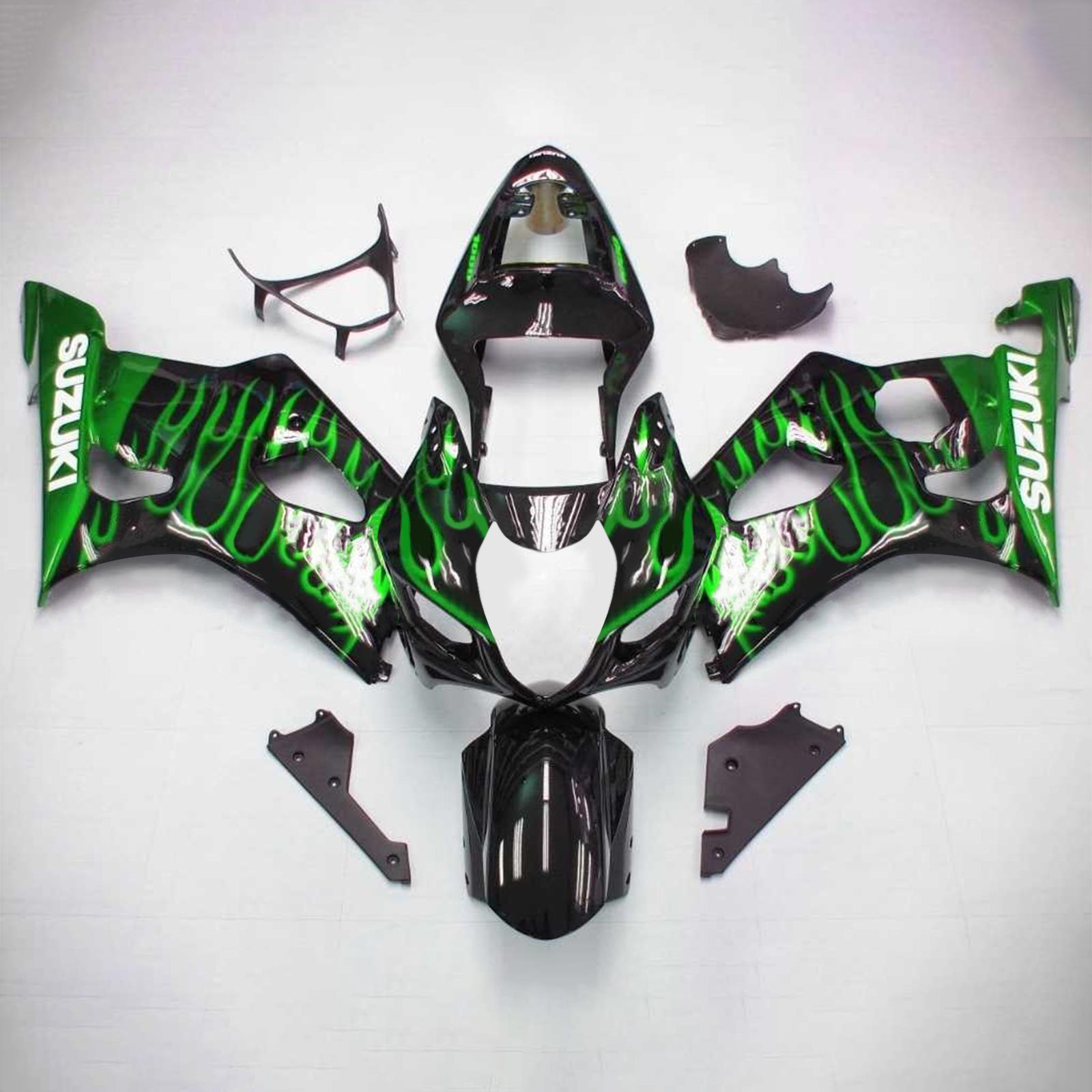 Amotopart Suzuki 2003-2004 GSXR1000 Black Green Fairing Kit