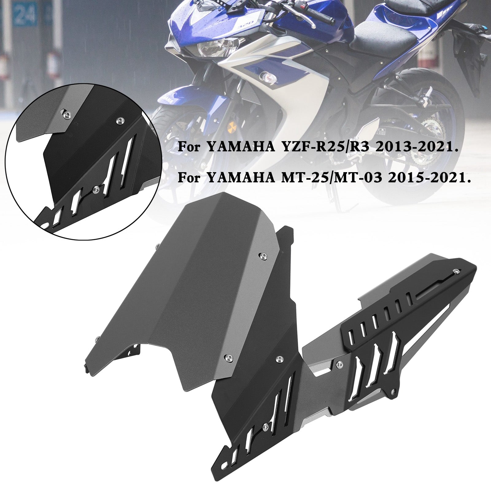 Hintere Kettenrad-Kettenschutzabdeckung für Yamaha YZF R25 R3 MT-25 MT-03 13–21 Generisch