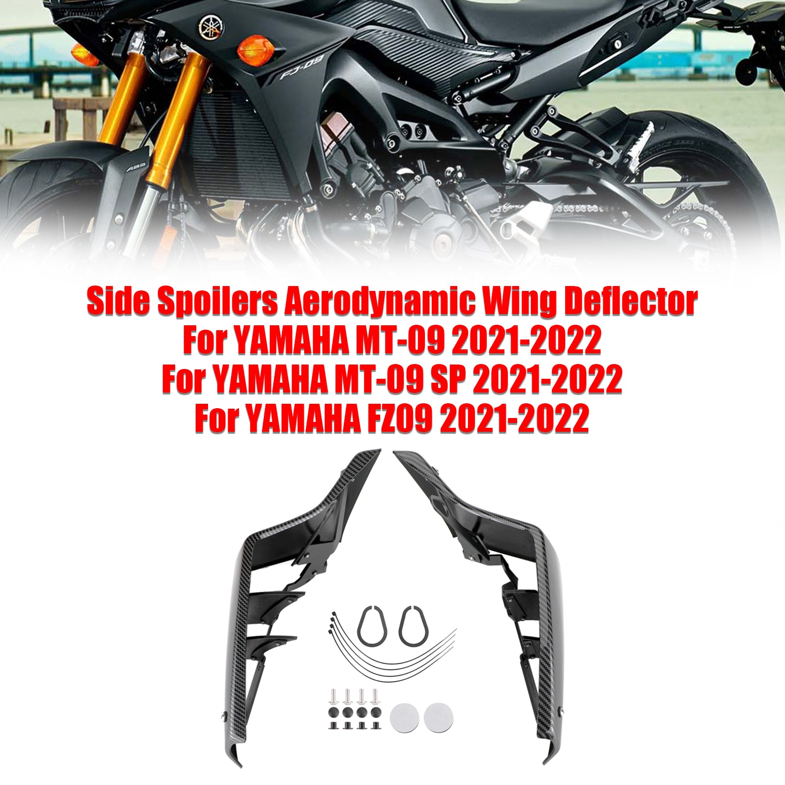 Side Spoilers Aerodynamic Wing Deflector For YAMAHA MT-09 SP FZ09 2021-2022