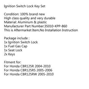 Ignition Switch Fuel Gas Cap Seat Lock Key Set For Honda CBR125R 04-10 CBR125RS
