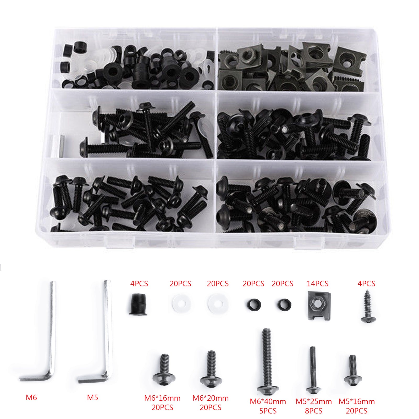 Honda Yamaha Suzuki Kawasaki Fairing Bolt Kit Bodywork Screws 177PCS