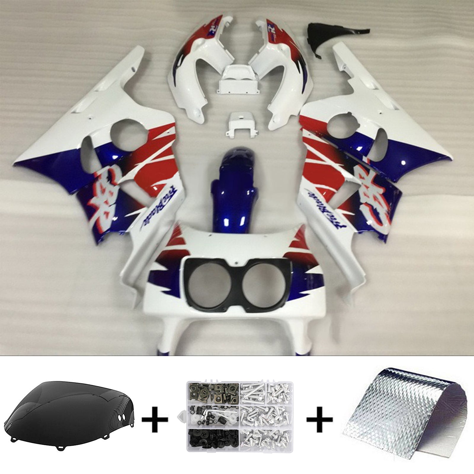 Amotopart 1990-1999 ホンダ CBR400RR NC29 フェアリング レッド&ブルー キット