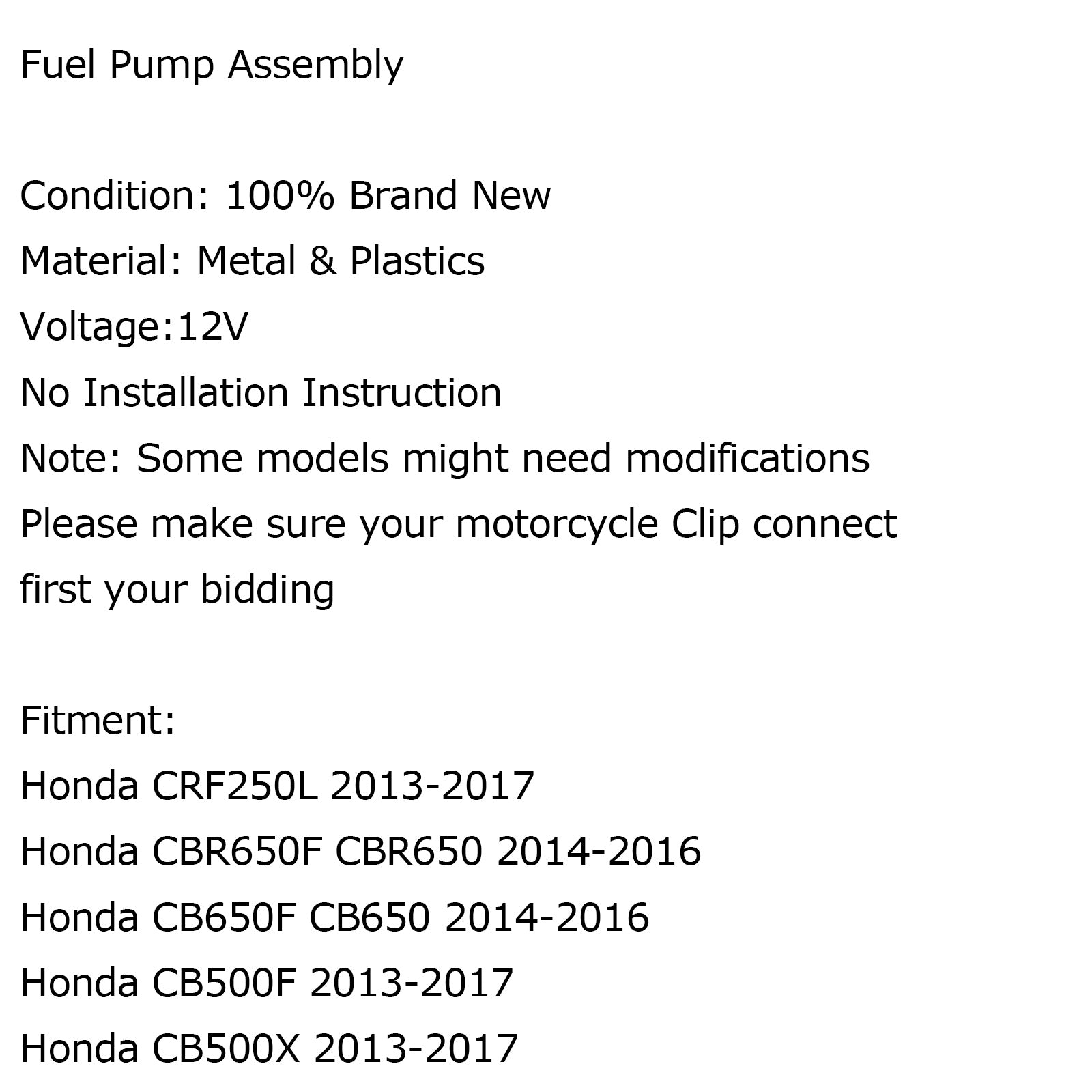 Pompa del carburante per Honda CB500F CBR 500R 600R CRF250 NC750 CRF1000 Africa Twin