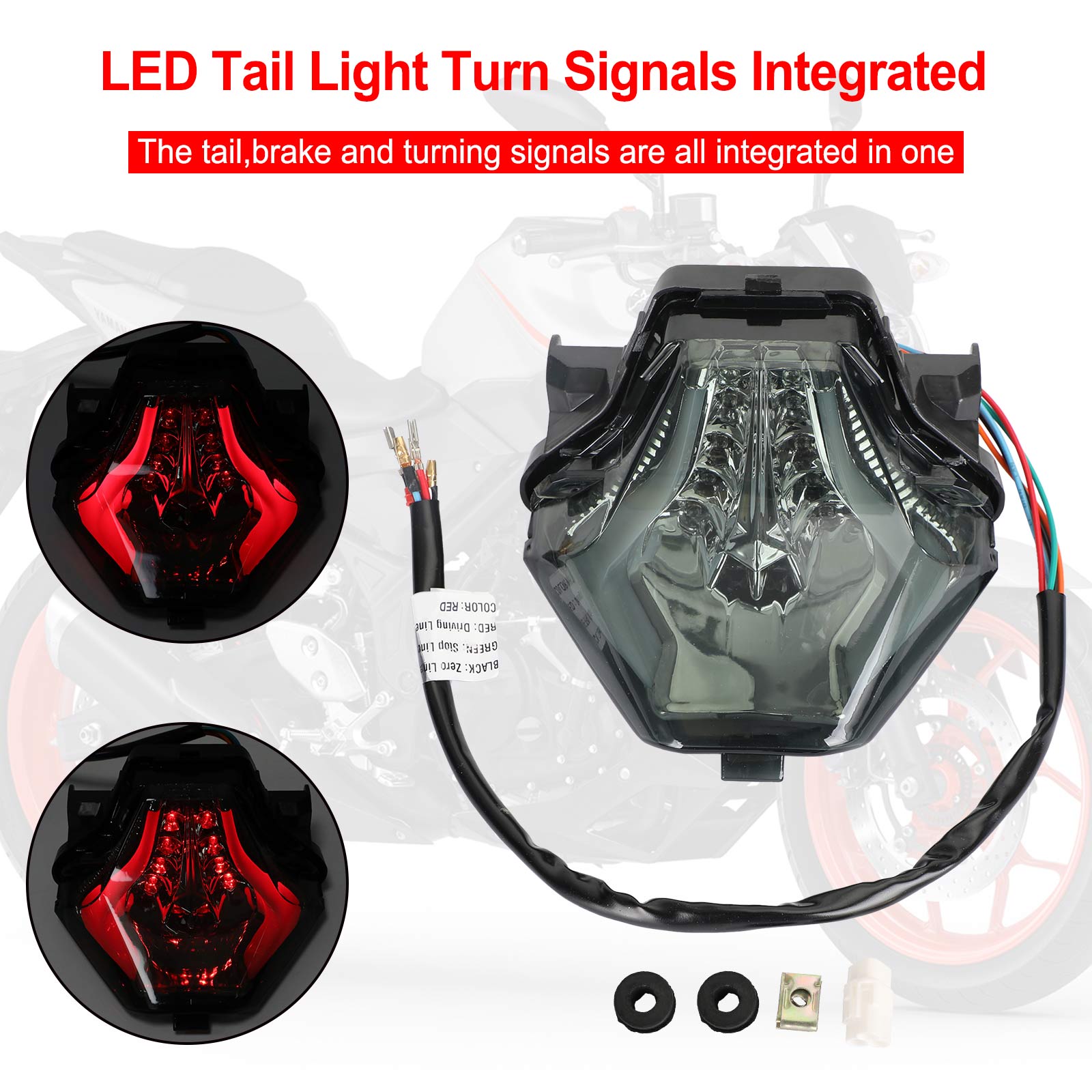 Tail Light Turn Signals Integrated For YAMAHA YZF R25/R3 MT 03/07/25 FZ 07 Generic