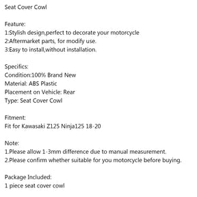 Motorrad-Rücksitzverkleidungsabdeckung, passend für Kawasaki Z125 Ninja125 18–20