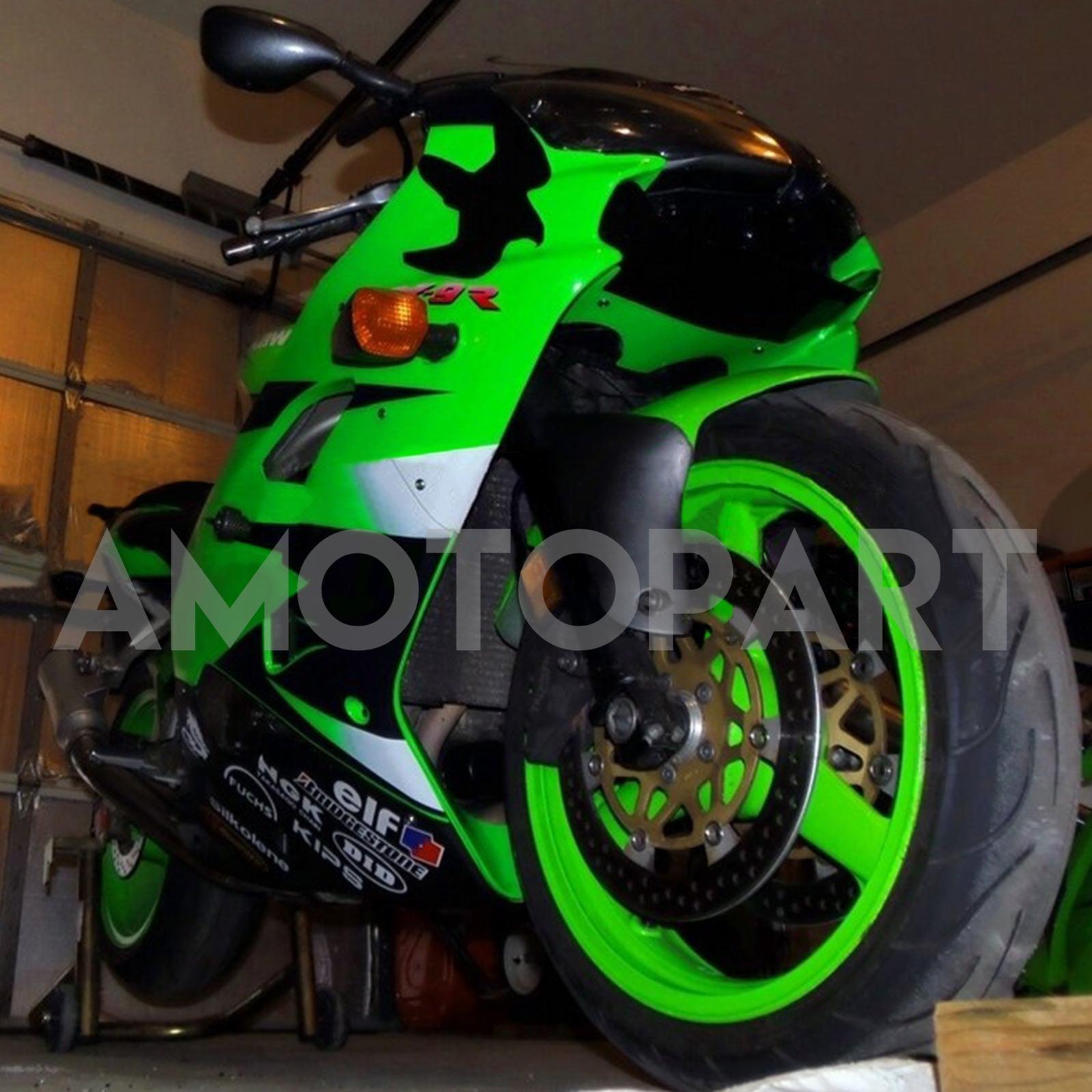 Amotopart Kawasaki ZX9R 2000-2001 Black Green Fairing Kit