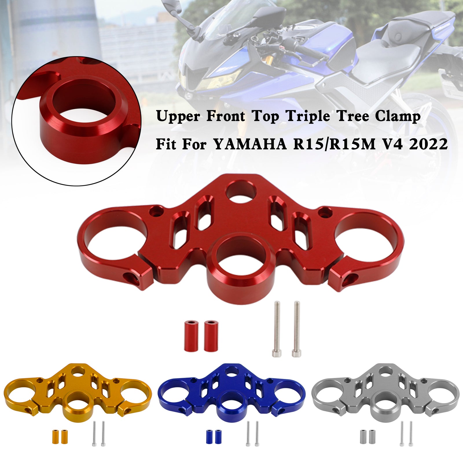 Pince Triple arbre supérieure avant en aluminium CNC, pour YAMAHA R15 V4 R15M 2022 générique